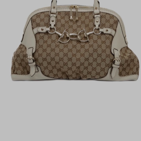 Gucci GG Canvas Horsebit Horse Nail Boston Bag Purse Vintage - Picture 3 of 4